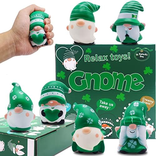 St. Patrick's Day Gnomes Squishies Toys for Kids,6 Pack St. Patrick's Day Party Favor Set Slow Rising Stress Relief Super Soft Squeeze Gift for Boys Girls