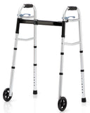 OasisSpace Compact Folding Walkers, Lightweight Walkers for Seniors Adults Elderly, Rolling Front Wheels Walker, Standard Walking Assist Narrow Walker for Small Spaces Up to 300lbs