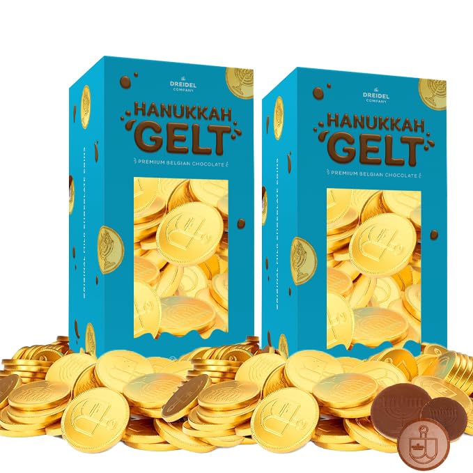 The Dreidel Company Chocolate Coins, Nut-Free, Made With Premium Belgian Milk Chocolate, Kosher Dairy Chanukah Gelt, (2 Pounds)