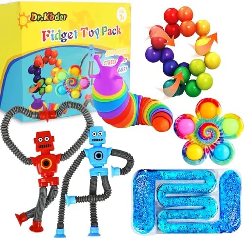 Sensory Travel Toys for Toddlers 6PC Autism Fidget Toy Pack Airplane Travel Activities Essential Busy Toy Quite Figette Classroom Prizes ADHD Autistic Easter Basket Stuffers for Kid Age 2 3 4 5 6 7 8