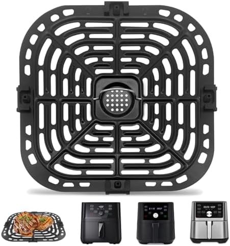 Air Fryer Grill Plate for Instant Pot Vortex 6 in 1 6 QT Gourmia GAF735 6 QT Air Fryer, Accessories Replacement Parts Tray Grill Pan Crisper Plate Rack, Dishwasher Safe