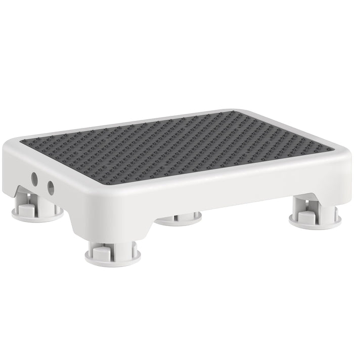 Ronlap One Step Stools for Adults, Portable Safety Step Platform for Seniors Small Plastic Bedside Step Stool Mobility Wide Step Stools Elderly Assistance for Shower Bed Car Stair Outdoor, White-Black