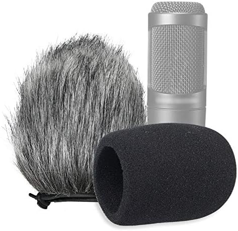 SUNMON Windscreen and Foam Cover, Indoor Outdoor Microphone Wind Muff for Audio-Technica AT2020, AT2020USB, AT2020USB+ mic AT2035, AT4040, AT2050 Microphone（2Pack）