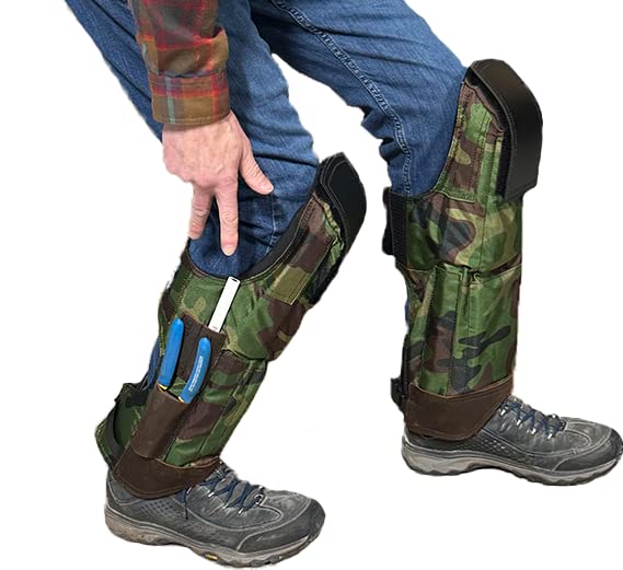 bradz Self-Supporting Knee Pads with built in tool pouches and replacable kneecaps offer open behind the knee all day comfort (5012 Medium, Camo)