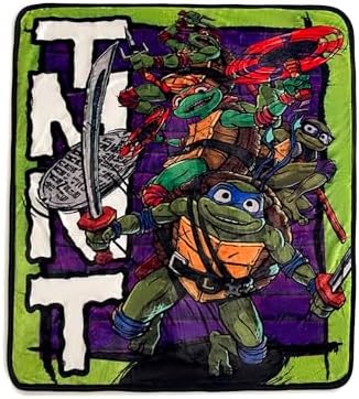 Northwest Teenage Mutant Ninja Turtles Silk Touch Sherpa Throw Blanket, 40" x 50", Turtle Terror