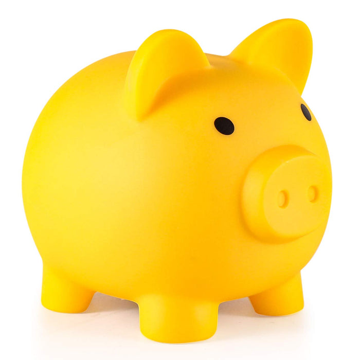 PJDRLLC Piggy Bank, Unbreakable Plastic Money Bank, Coin Bank for Girls and Boys, Medium Size Piggy Banks, Practical Gifts for Birthday, Easter, Christmas (Yellow)
