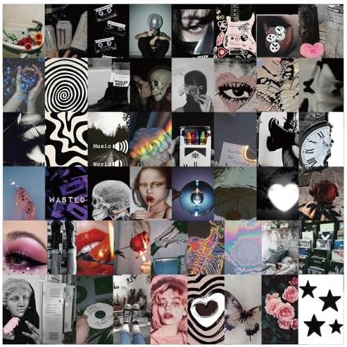 Y2K Black Stickers,50Pcs Aesthetic Sticker Packs,Cute Cool Laptop Stickers,Cool Stickers for Teens Girls Stickers for Laptop,Water Botter,Case,Ipad