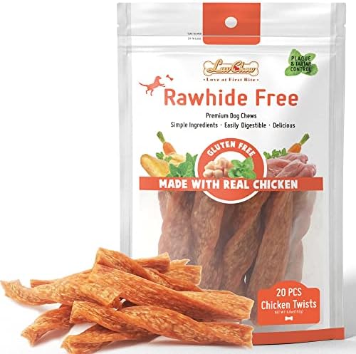 Chicken Dog Chew Twist Sticks, Puffed Human Grade Chicken Dog Treat Sticks, Rawhide Alternative, Easy to Digest 20pcs/Pack
