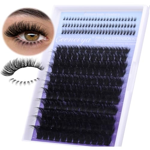 10-20mm Fluffy Lash Clusters with Bottom Lashes Wispy Lash Extension 130D Wispy Cluster Eyelash Extensions D Curl Volume Individual Lashes DIY False Eyelashes by Geeneiya