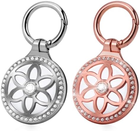 Air Tags-2 Pack Airtag Holder,Metal Badge Inlaid Rhinestone Airtag Keychain for Apple Airtag, Airtag Key Chain,Fashion Air tag Holder for Wallet Handbag,Backpacks,Keys
