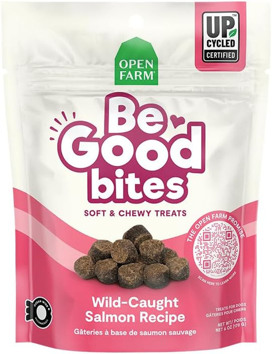 Open Farm, Be Good Bites, Soft Dog Training Treats, Small & Chewy, Made with Ethically & Sustainably Sourced Ingredients, Non-GMO Fruits & Grains, Wild-Caigh Salmon Recipe, 6oz Pouch