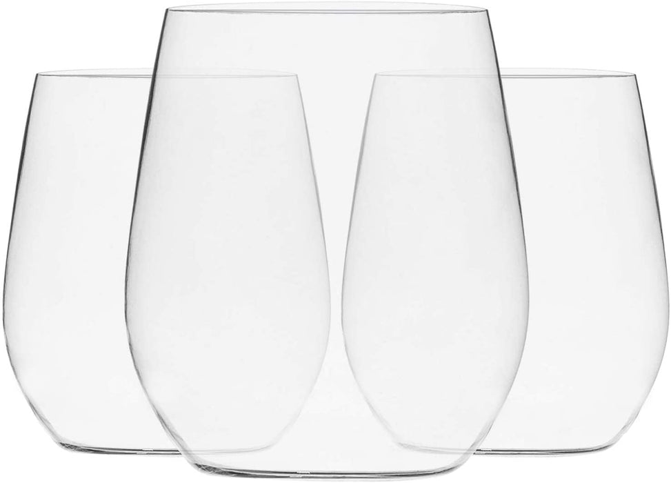 Munfix Plastic Stemless Wine Glasses 24 Pack, Disposable 12 Oz Clear Plastic Wine Cups Shatterproof Recyclable and BPA-Free