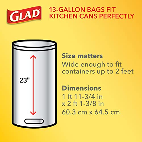 Glad Trash Bags, ForceFlex Tall Kitchen Drawstring Garbage Bags,13 Gal, Gain Original with Febreze, 80 Ct