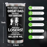 Gifts for Dad-Stocking Stuffers for Dad Husband Grandpa Adults Step Dad,Funny Gifts Christmas Gifts for Men Dad Birthday Gift for Dad-Dad Gifts for Fathers Day -Dad Joke Tumbler 20oz (Trump-Great dad)