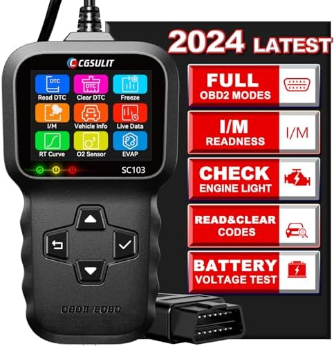 OBD2 Scanner, CGSULIT SC103 Car Code Reader Diagnose Check Engine Light Smog Check DTCs Scan Tool Live Data Stream Voltage Test for Vehicles Since 1996