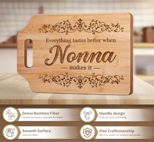 AceThrills Nonna Gifts - Engraved Bamboo Cutting Board 12.3"L x 8.7"W x 0.4"Th - Nonna Mothers Day Gifts, Gifts for Nonna Christmas Gifts, Nonna Gifts from Grandkids