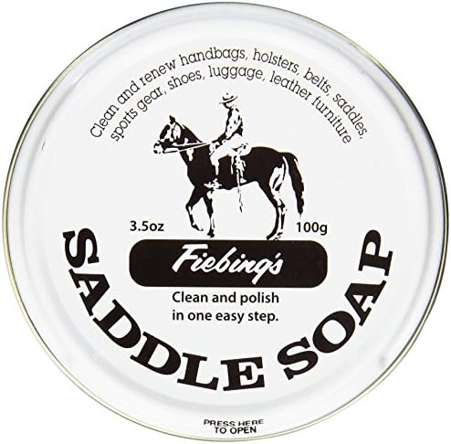 Fiebing's White Saddle Soap for Leather (3.5 oz Tin) - Leather Cleaner & Conditioner to Soften & Protect Leathercraft, Car Seat, Couch, Shoe & Saddles