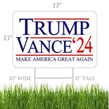 Trump JD Vance 2024 Yard Sign With H Stake Double Sided For President Donald Trump Republican Conservative White