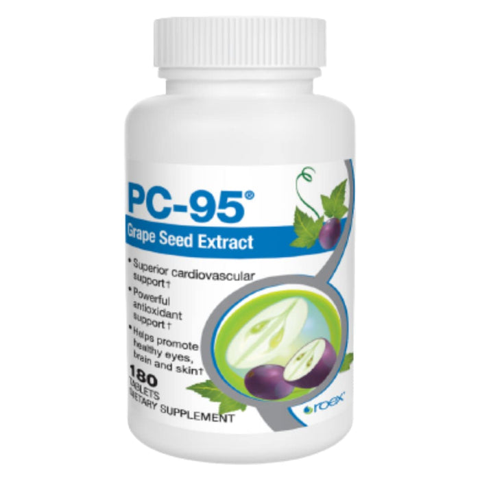 Roex Vitamins | PC-95 Grape Seed Extract | Dietary Supplements | Stress Relief | Healthy Eyes | Healthy Brain | Healthy Skin | Cardiovascular Support | 180 Count