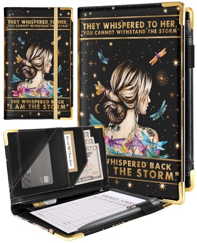 Slohif Server Book for Waitress Cute Serving Books with Zipper Pocket Accessories Leather Server Check Book Restaurant Waiter Server Booklet Ticket Book Holder Beauty