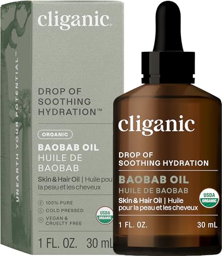 Cliganic Organic Baobab Oil, 100% Pure - For Face & Hair | Natural Cold Pressed Unrefined (Packaging May Vary)