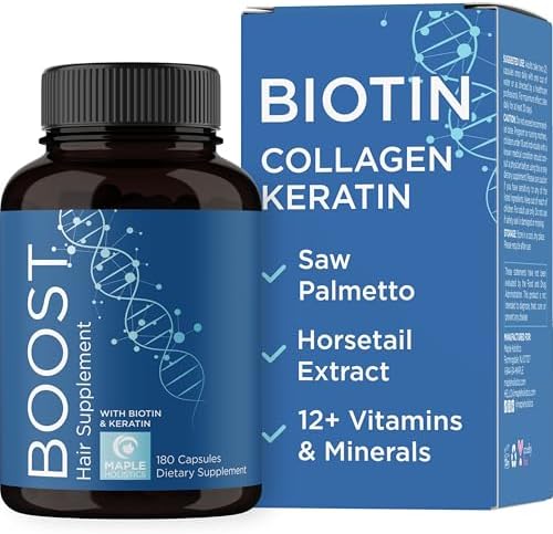 Biotin and Collagen Supplement for Women & Men - Hair Growth Supplement with Saw Palmetto Horsetail Biotin Collagen Keratin and More DHT Blocker Hair Growth Vitamins for Women & Men (3 Months)