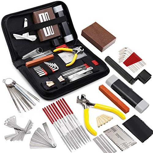 45Pcs Guitar Repairing Maintenance Tool Kit with Carry Bag Large Care Set of Tools For Acoustic Guitar Electric guitar Ukulele Bass Banjo,Perfect Gift for Music or String Instrument Enthusiast