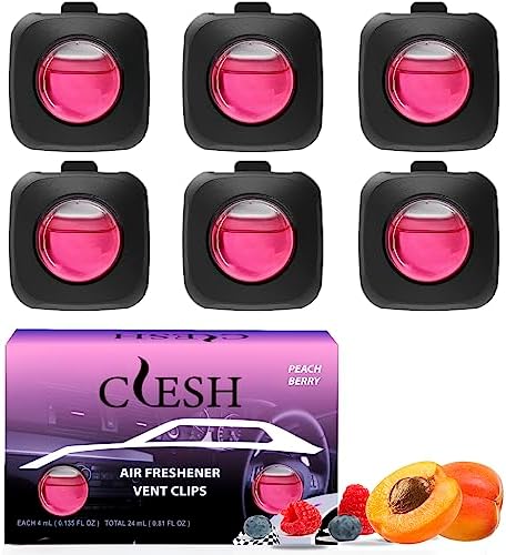 Car Air Fresheners, Peach Berry, 6-Pack, 4ml Each, Car Air Freshener vent clips, Long Lasting Air Freshener for Car, Car Fresheners, Car Refresher, Odor Eliminator