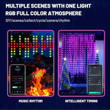 HXWEIYE 300LED Unlimited RGB Colors Changing Curtain Lights with Remote & APP Control, Smart Curtain Hanging Fairy String Lights, Music &Voice Sync,USB Christmas led Lights for Indoor, Party, Garden