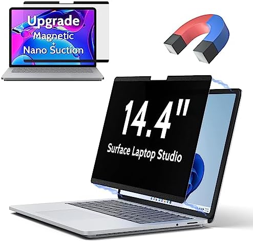 Magnetic Privacy Screen for Microsoft Surface Laptop Studio 2/1 14.4-Inch, Removable Anti Blue Light Glare Filter, Black Security Private Spy Block Protector