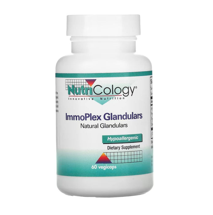 Nutricology ImmoPlex Glandulars Supplement - Pancreas, Adrenal, Thymus, Spleen, Beef Organ Complex, Bovine, Ovine, Vegetarian Capsules - 60 Count