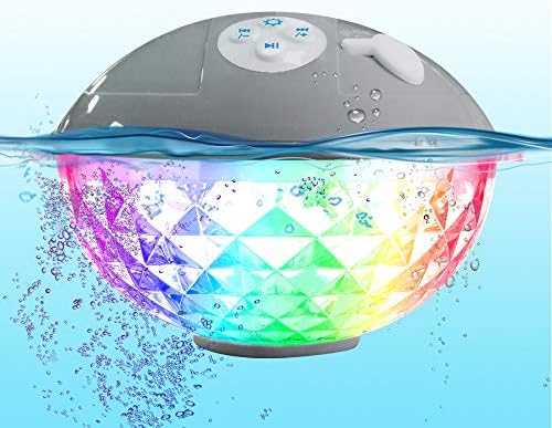 Floating Pool Speakers with Colorful Lights, IP68 Waterproof Bluetooth Speaker for Pool, Crystal Clear Sound Hot Tub Speaker for Pool, Spa and Outdoor