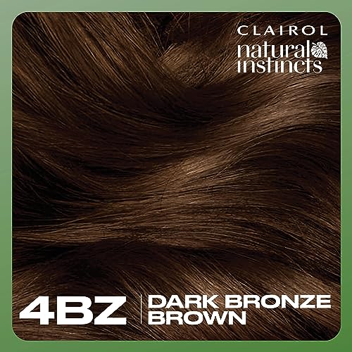 Clairol Natural Instincts Demi-Permanent Hair Dye, 4BZ Dark Bronze Brown Hair Color, Pack of 3