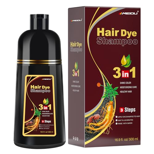 IIIMEIDU meidu brown hair dye shampoo for gray hair,3 in 1 Color Shampoo for Men & Women(16.9 Fl oz)