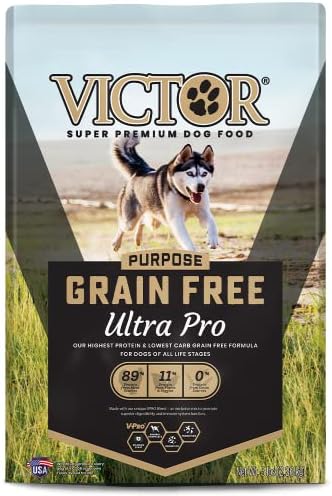 Victor Super Premium Dog Food – Grain Free Ultra Pro Dry Dog Food – High Protein, Low Carb Dog Food for Active Dogs – 42% Protein Dog Food for Sporting Dogs of All Breeds & Sizes, 5 lb