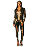 Tipsy Elves Form Fitting & Flattering Skeleton Bodysuits for Halloween - Women's Sexy Skeleton Costume - Women's Gold Skeleton Bodysuit Halloween Costume Size Medium