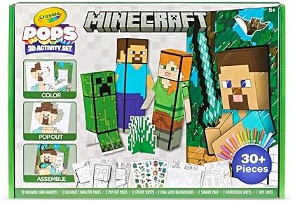 Crayola Minecraft, POPs 3D Kids Art Set, Coloring Book Alternative, Gift for Boys & Girls, Ages 6+