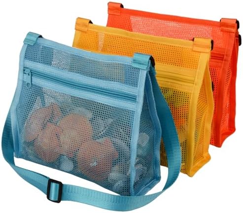 Beach Shell Bags for Collecting Shells - Mesh Bags for Kids and Adults