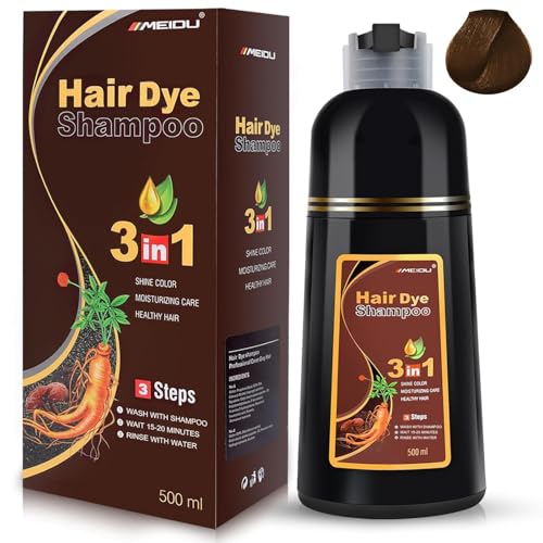 MEIDU Brown 3-in-1 Hair Dye Shampoo for hair Shampoo coloring and cleansing solution with mild ingredients for covering white hair