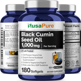 NusaPure Black Seed Oil 1,000 mg per Serving 180 Softgel Capsules (Non-GMO, Vegetarian) Cold-Pressed Virgin Nigella Sativa. Hexane Free