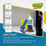 Cerama Bryte Combo Kit POW-R Grip, Scraper, Pad & Removes Tough Stains Cooktop and Stove Top Cleaner for Glass - Ceramic Surfaces, 10 Ounces, 4 Piece