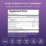 Organic Elderberry Syrup [5000mg Strength] Plus Zinc & Vitamin C Liquid Extract for Kids & Adults - Immune System Support - Vegan Sambucus Nigra Antioxidant Drops Supplement | Berry Flavor 4oz
