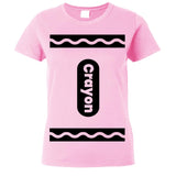 Womens Crayon Shirt Halloween Costume t Shirt Ladies and Girls Fit Adult Size | Cool Shirt idea | Graphic Tee Teens and Adult (Medium,Light Pink)