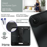 iHome Digital Step On Bathroom Scale - High Precision Body Weight Scale - Battery Powered with LCD Display - Great for Home Gym - 400 lb (Black)