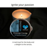 LOVE PLAY Relaxing Massage Oil Candle - Moisturizing Body Oil Candle for Couples and Home Spa - Luxurious & Hydrating Skin Care Body Massage Oils - Vegan (6.76oz)