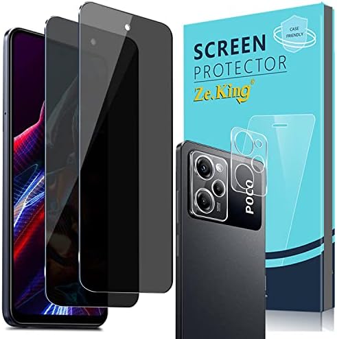 (2+2Pack for Xiaomi Poco X5 Privacy Tempered Glass Screen Protector and Camera Lens Protector, Anti-Spy [Anti-Scratch] HD Clarity 9H Hardness [Bubble Free]