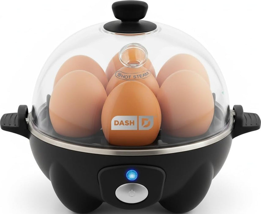 Dash Rapid Egg Cooker, 7 Eggs, Hard Boiled, Poached & Omelettes, Black | Electric Egg Poacher, Boiler, Steamer & Omelette Maker Machine, Soft or Poached Eggs for Breakfast, Auto Shut-Off, BPA-Free