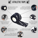 Element 26 Athletic Weight Lifting Tape - Premium Thumb and Finger Tape - Black Hook Grip Tape - Sticky and Stretchy Tape with Sweat Resistant Adhesive (5 Rolls - 1.5" Width, Black)