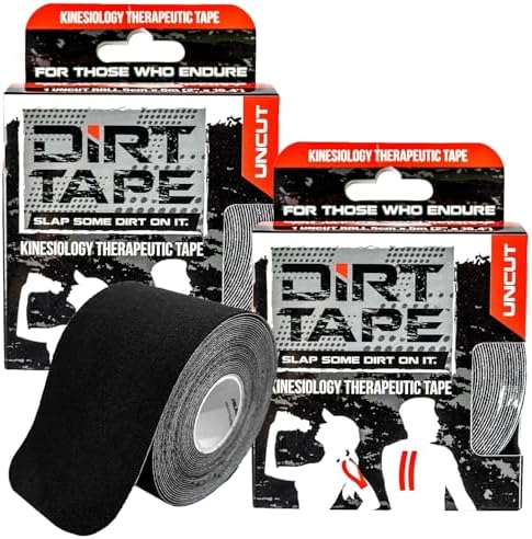 Premium Cotton, Elastic Kinesiology Athletic Tape, 2 Continuous Uncut roll (16.4 feet Long). Latex Free, Hypo-Allergenic, Water Resistant (Black)