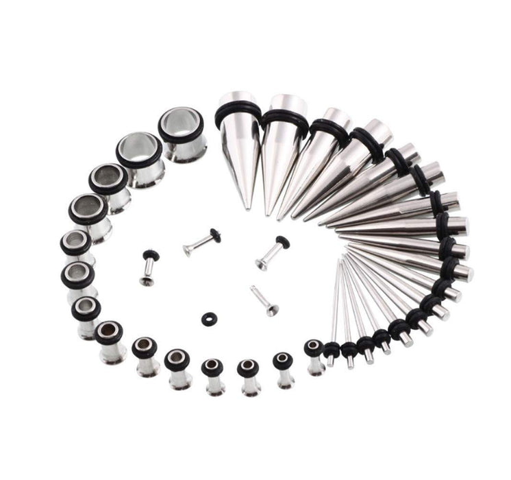 Honbay 36 Pieces Taper Kit with Plugs Double O-Rings 14G-00G Stretching Kit (36 PCS, Black)